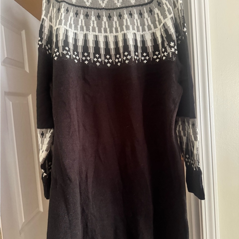 Lane Bryant Black and Cream Long Sleeve Dress
